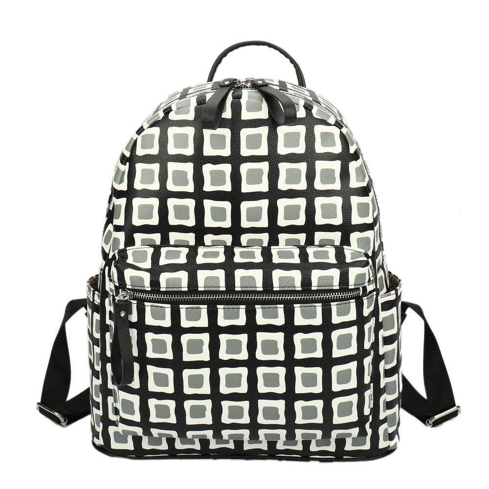 Рюкзак женский OrsOro ORS-0108 квадраты черно-бело-серые