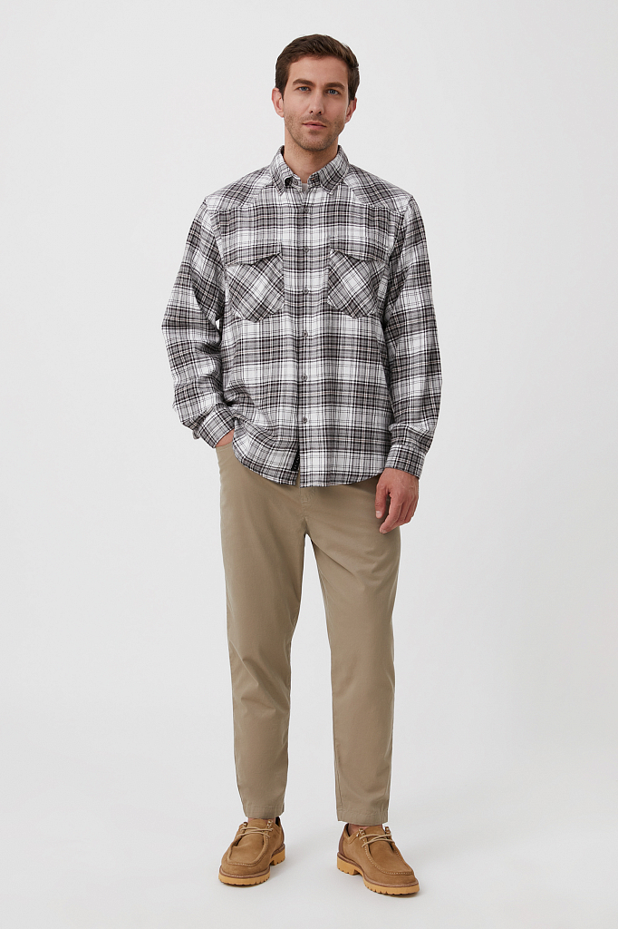 Рубашка мужская Finn Flare FAB21055 серый XL