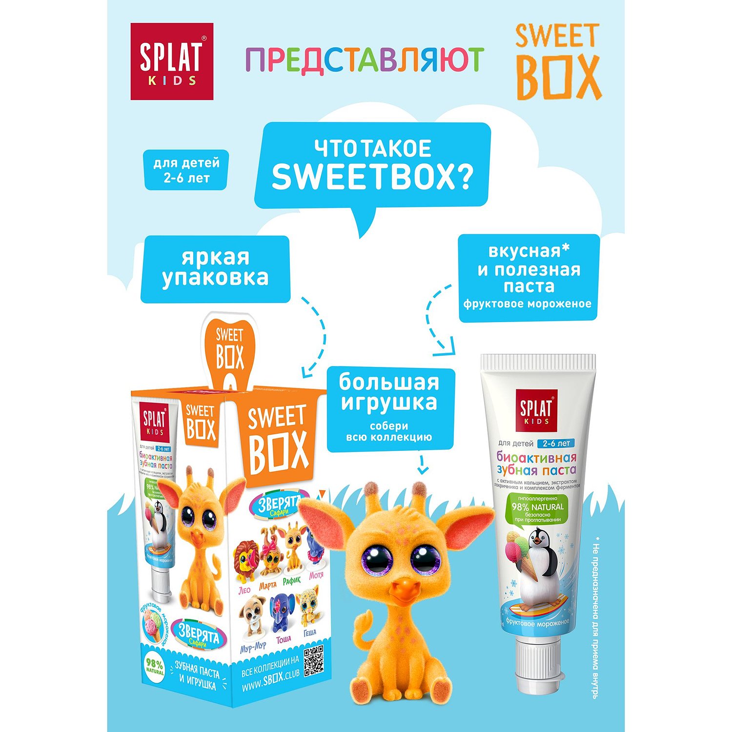 Набор дорожный SweetBox игрушка с пастой KIDS вишня+земляника 20мл