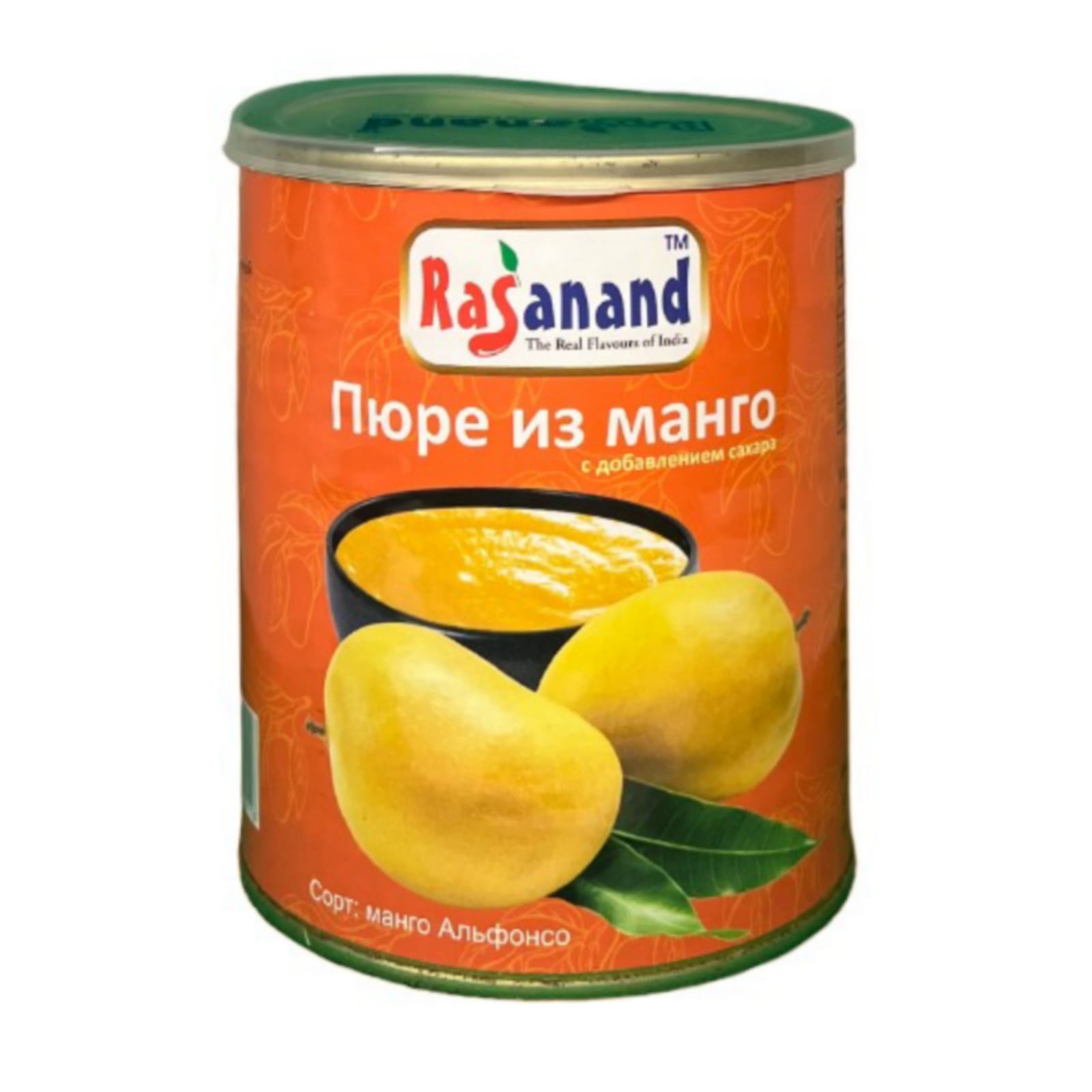 <b>Пюре</b> <b>манго</b> Rasanand с добавлением сахара Alphonso <b>Mango</b> Pulp, 850 г.