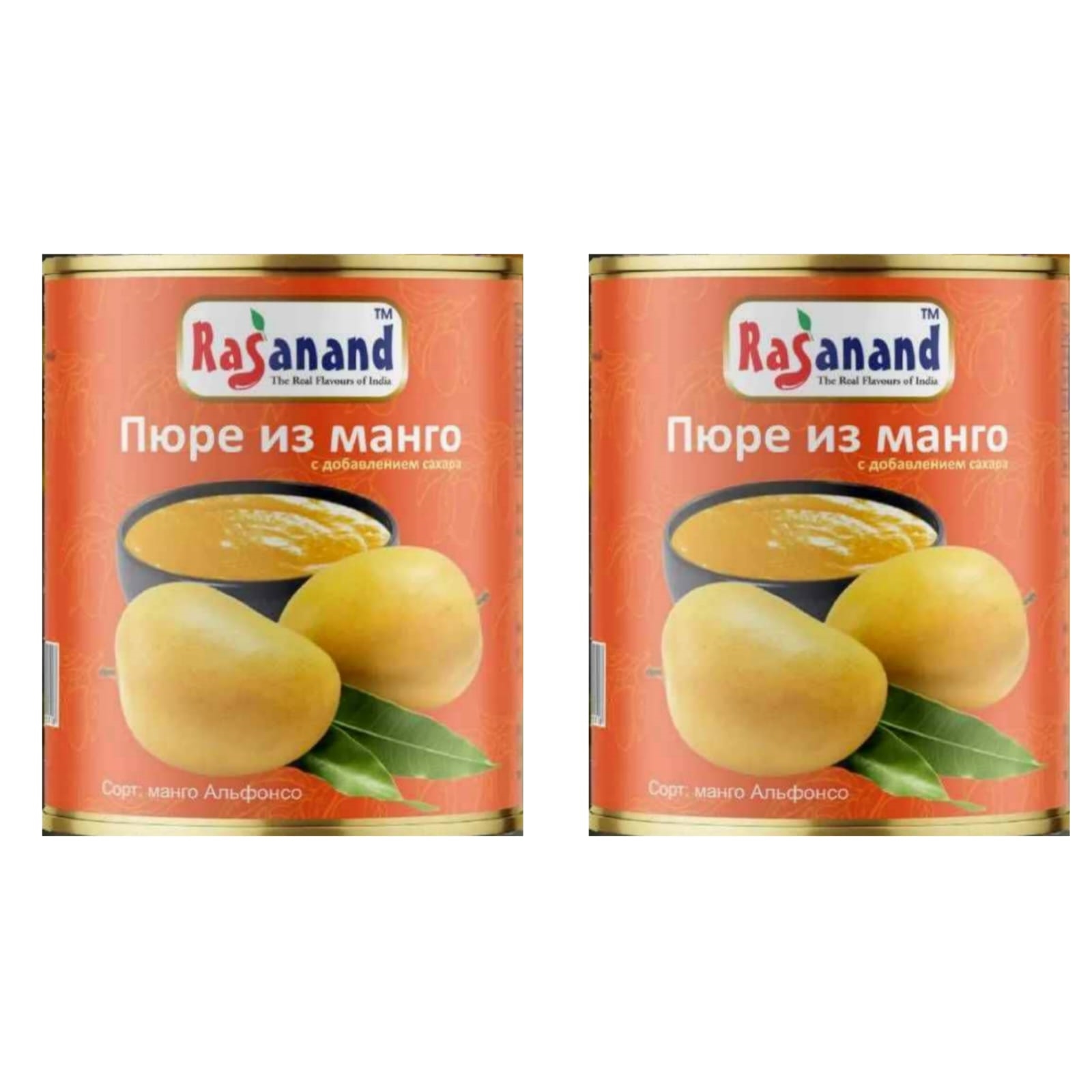 <b>Пюре</b> <b>манго</b> Rasanand с добавлением сахара Alphonso <b>Mango</b> Pulp, 850 г.