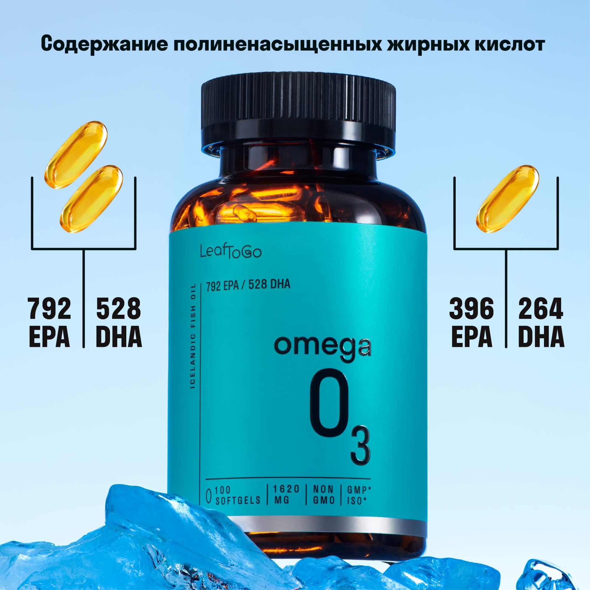 Омега-3 LeafToGo Omega-3 капсулы 1620 мг 100 шт. - купить в интернет ...
