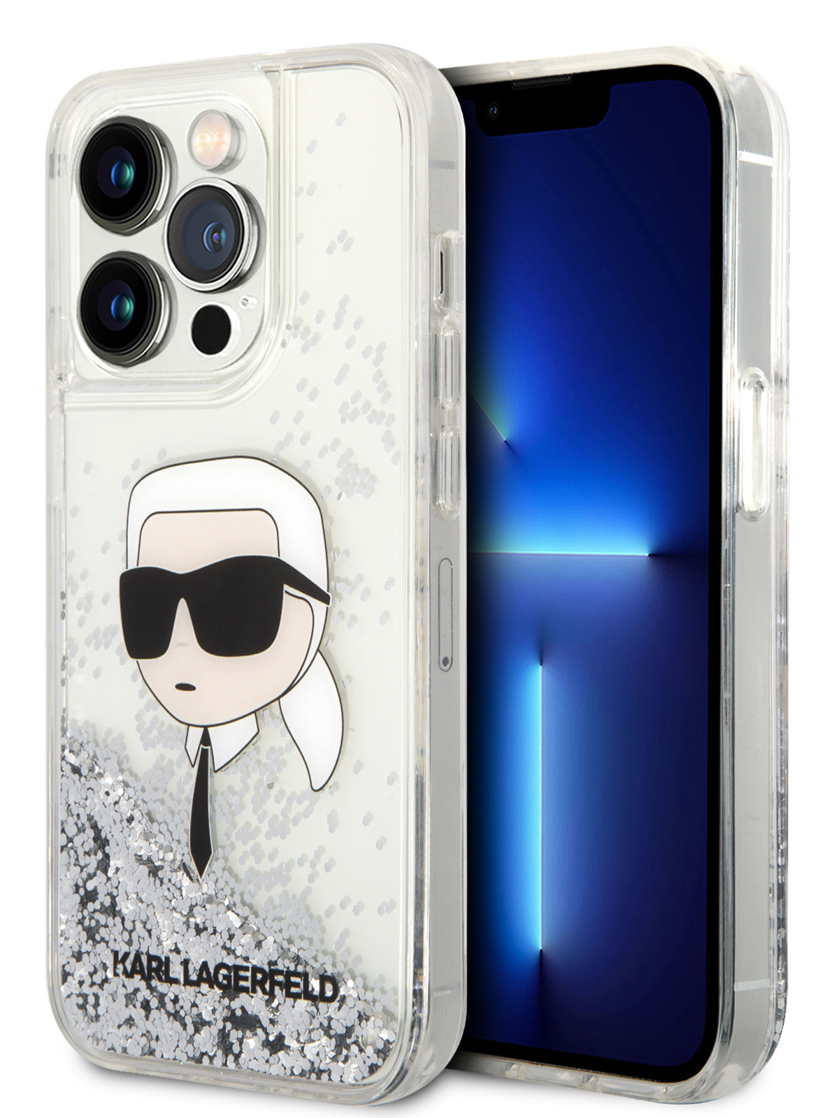 Чехол Karl Lagerfeld для iPhone 15 Pro Max двухслойный с гелем и блестками,  прозрачный - отзывы покупателей на Мегамаркет