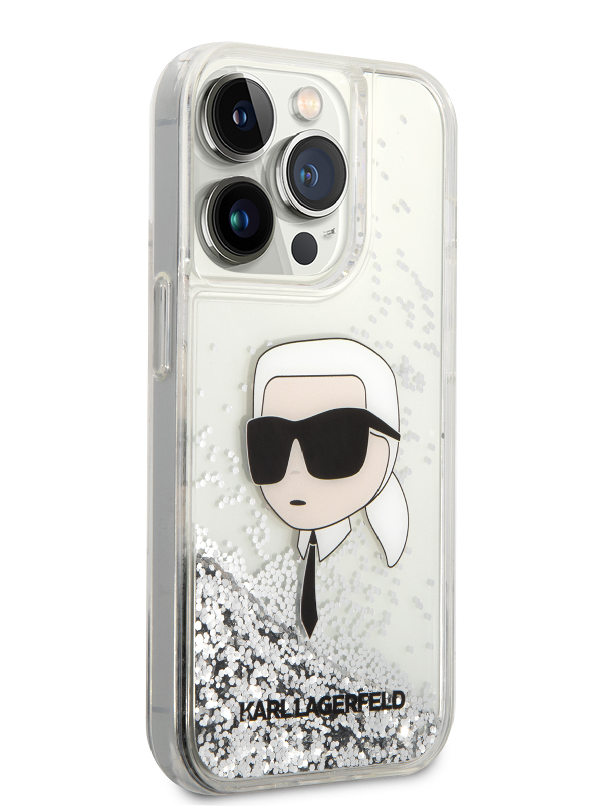 Чехол Karl Lagerfeld для iPhone 15 Pro Max двухслойный с гелем и блестками,  прозрачный - отзывы покупателей на Мегамаркет