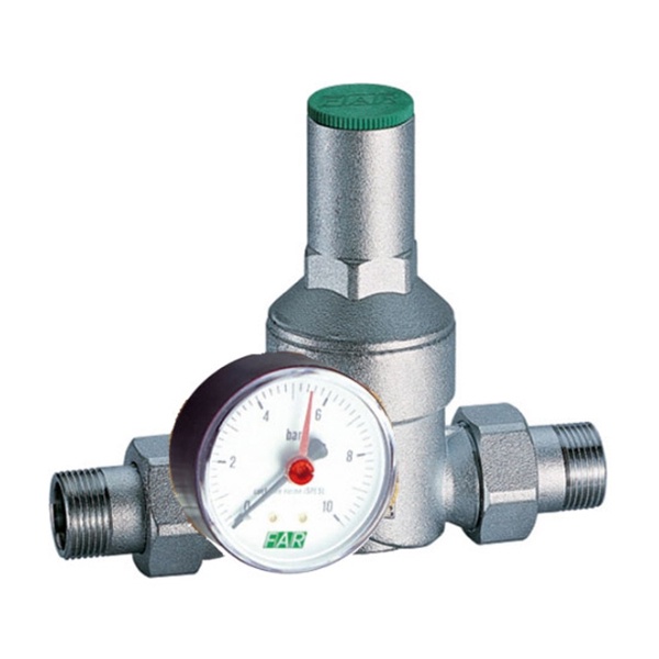 Арматура запорная FAR редуктор хром. 3/4" (НР-НР), с манометром, серый металлик купить в интернет-магазине, цены на Мегамаркет