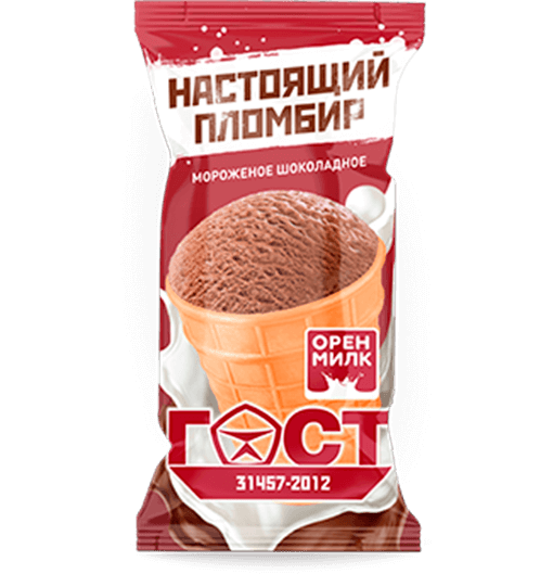 Мороженое пломбир Орен Милк шоколадный в вафельной стаканчике 70 г
