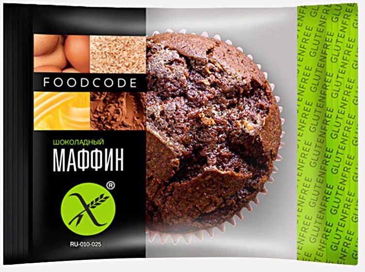 Маффин Foodcode | шоколадный, без глютена, 1 шт., 60 г