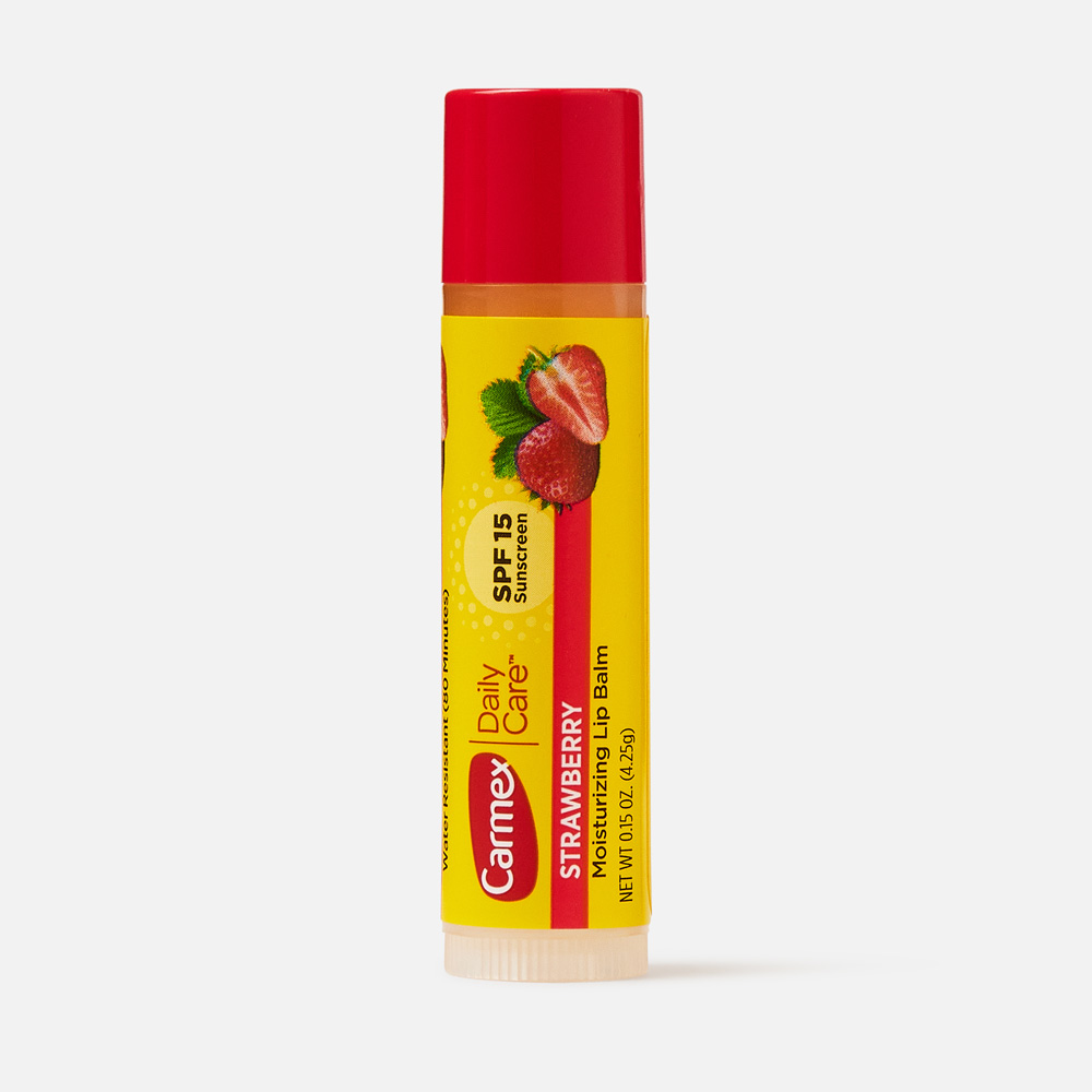 Бальзам для губ CARMEX SPF15 солнцезащитный, увлажняющий, клубника 4,25 г - купить в Мегамаркет МСК Теплый Стан (со склада МегаМаркет), цена на Мегамаркет