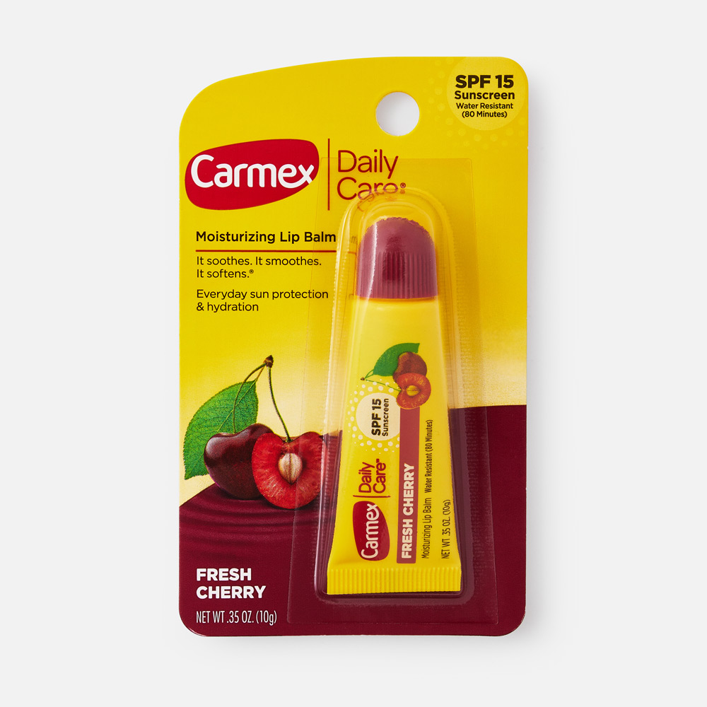 Купить бальзам для губ CARMEX SPF15 солнцезащитный, увлажняющий, вишня 10 г, цены на Мегамаркет | Артикул: 100055676052