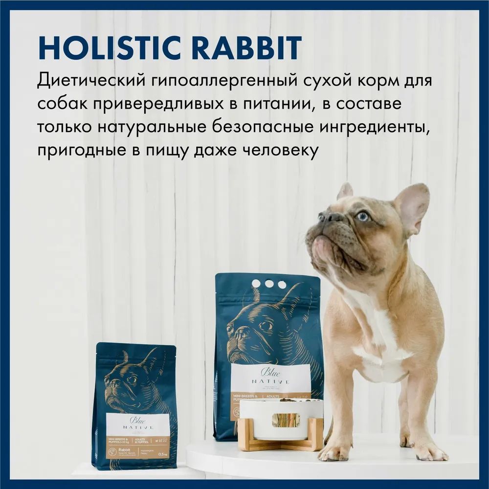 Купить сухой корм для собак Blue Native Holistic Rabbit, для мелких пород,  кролик, 2 кг, цены на Мегамаркет | Артикул: 100055676161