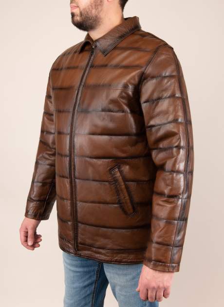 Мужская кожаная куртка Каляев 1625381, коричневый