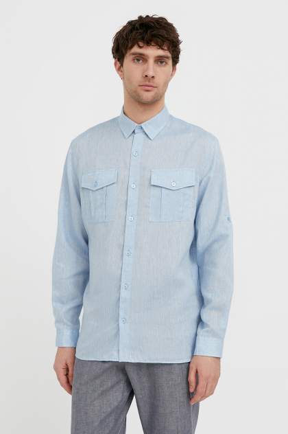 Рубашка мужская Finn Flare S21-21015, голубой