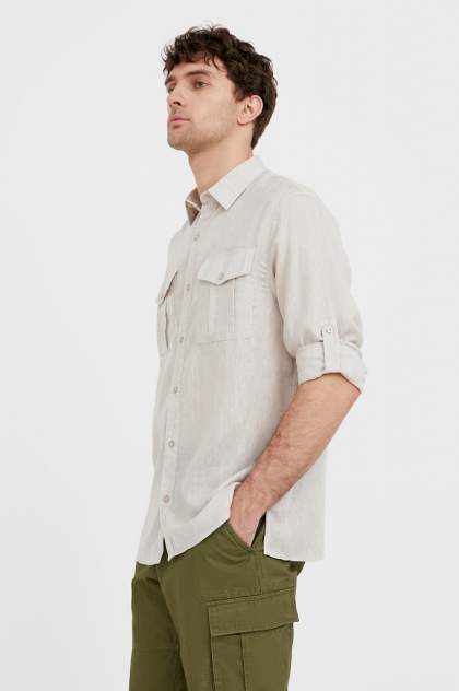 Рубашка мужская Finn Flare S21-21015, бежевый