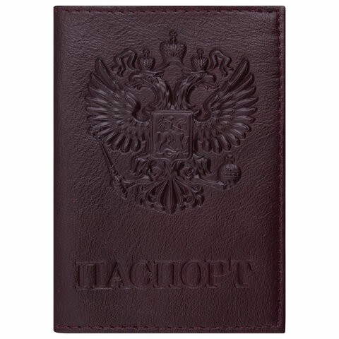Обложка для паспорта мужской Brauberg Virginia темно-бордовая