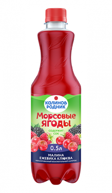 Напиток «Калинов Родник Морсовые ягоды» Малина-Ежевика-Клюква 1,7 л. (6 шт. в упаковке)