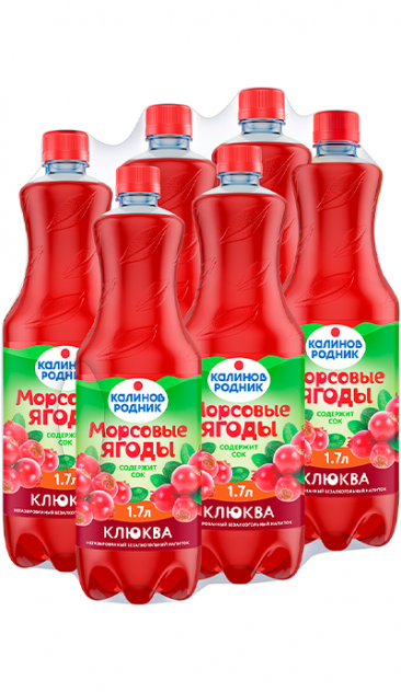 Напиток «Калинов Родник Морсовые ягоды» Клюква 1,7 л. (6 шт. в упаковке)
