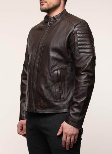 Кожаная куртка мужская Каляев 157547 коричневая 60