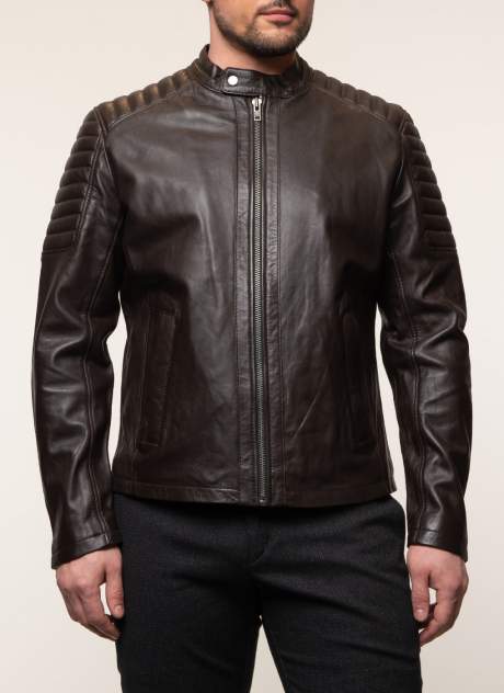 Кожаная куртка мужская Каляев 157547 коричневая 60