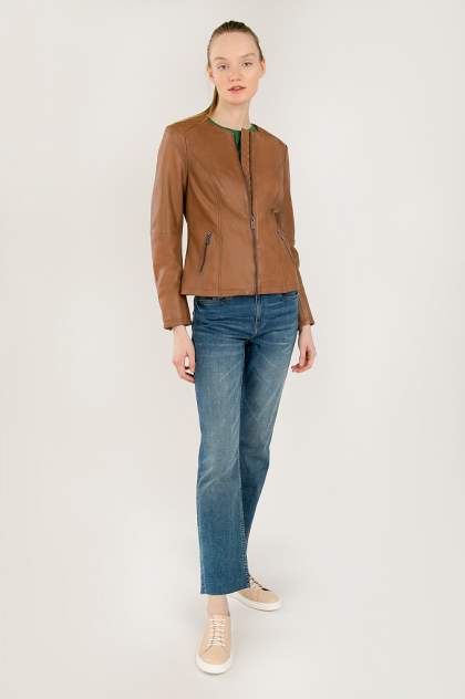 Кожаная куртка женская Finn Flare B20-11812 коричневая 48