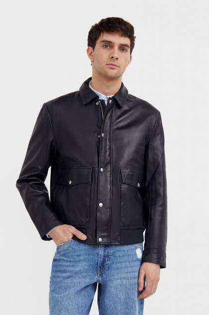 Кожаная куртка мужская Finn Flare B21-21801 синяя 2XL