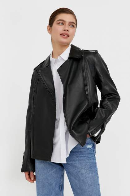 Женская кожаная куртка Finn Flare B21-11811, черный