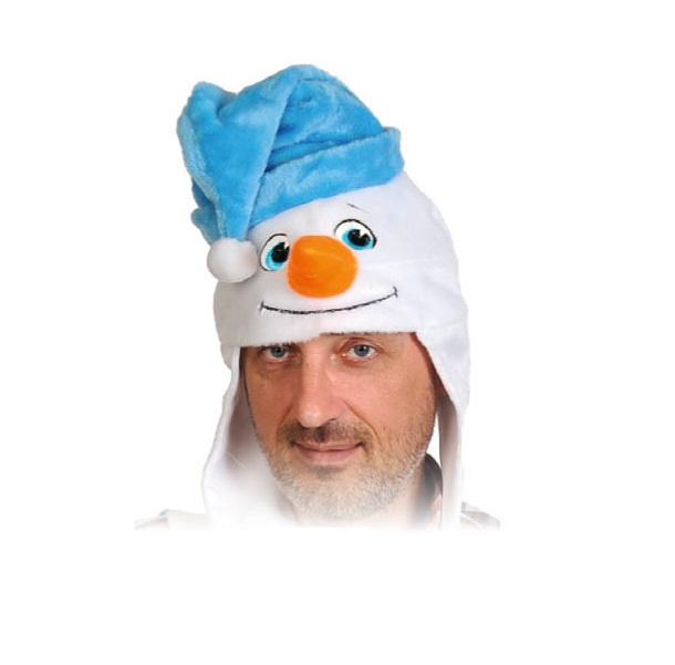 Карнавальная маска-шапка для взрослых Снеговик размер 55-58