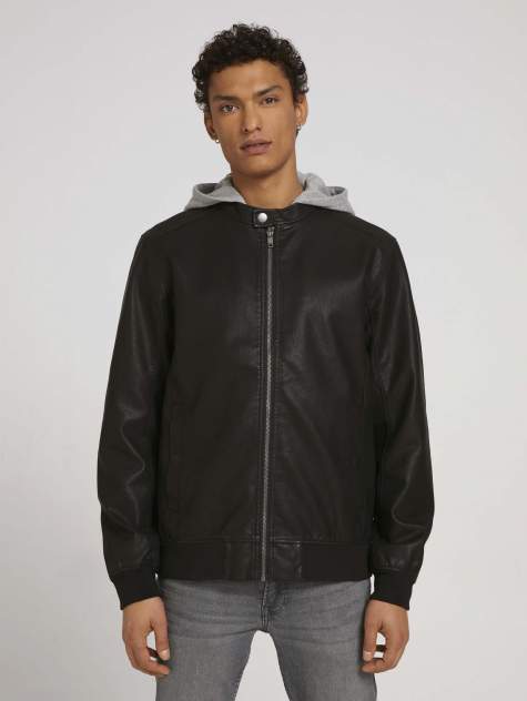Кожаная куртка мужская TOM TAILOR 1026546 черная XL