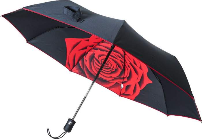 Зонт складной женский автоматический Sponsa 10307 ROSE черный