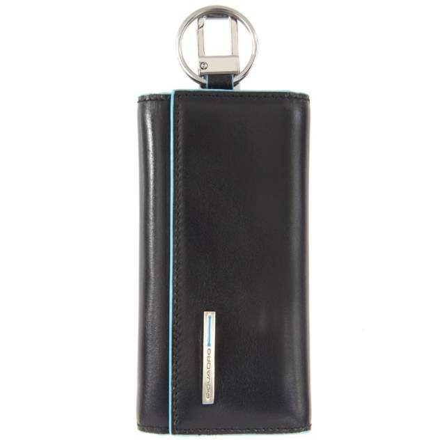 Ключница Piquadro Blue Square, черная, 6х12х2 см