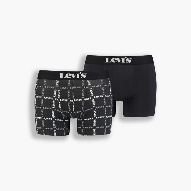 Мужские трусы Levi's Logo Plaid Boxer Brief 2P, черный