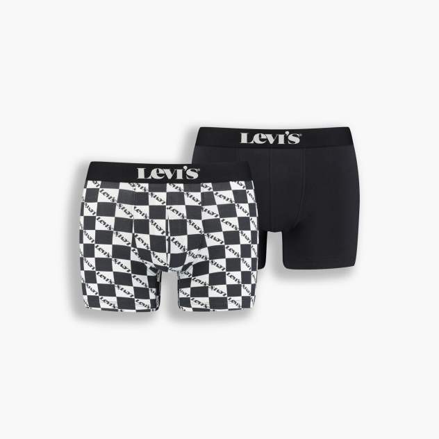 Мужские трусы Levi's Logo Checkerboard Boxer Brief 2P, черный