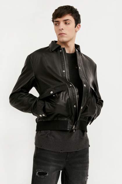 Кожаная куртка мужская Finn Flare B21-21801 черная S