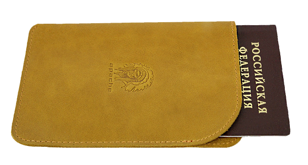 Обложка для паспорта кожаная Apache ОП-А табачно-желтая