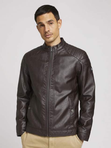 Кожаная куртка мужская TOM TAILOR 1026337 коричневая XL