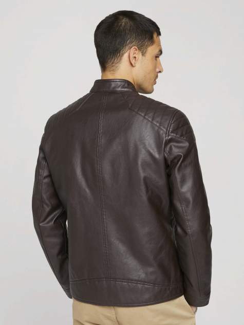 Кожаная куртка мужская TOM TAILOR 1026337 коричневая S