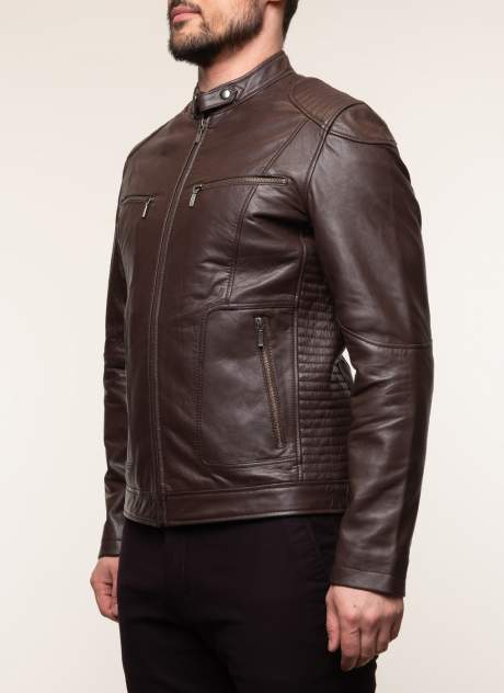 Кожаная куртка мужская Каляев 1582393 коричневая 54 RU