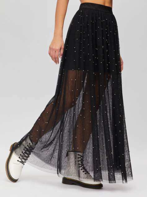 Blaire Sequin Star Mesh Overlay Maxi Skirt