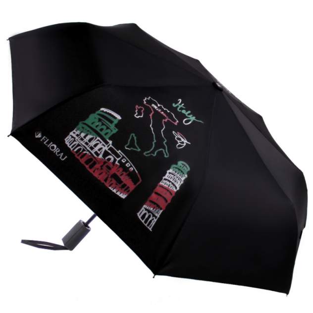 Зонт складной женский автоматический Flioraj 210801 FJ черный