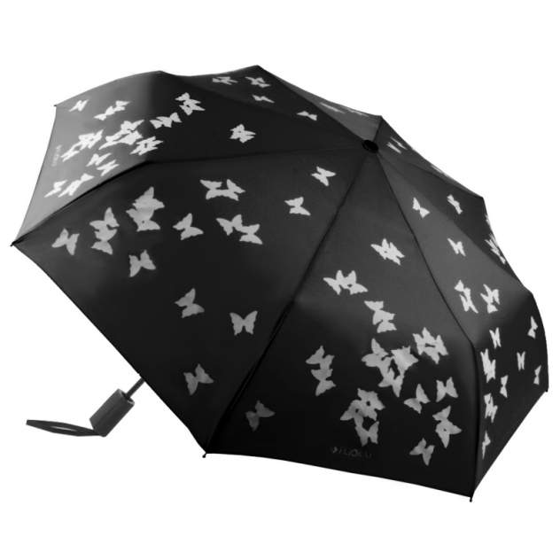 Зонт складной женский полуавтоматический Flioraj 100713 FJ черный