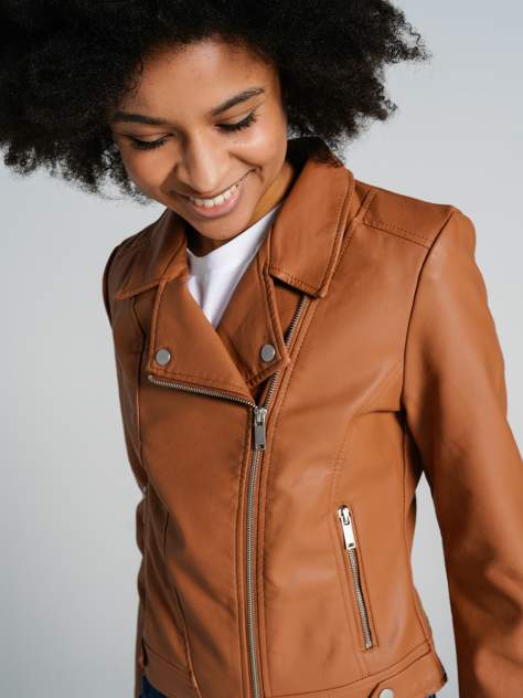 Женская кожаная куртка ТВОЕ A6592, коричневый