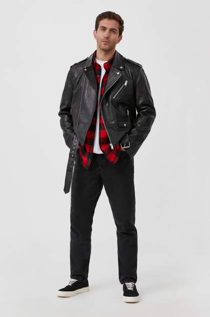 Кожаная куртка мужская Finn Flare FAB21803 черная L