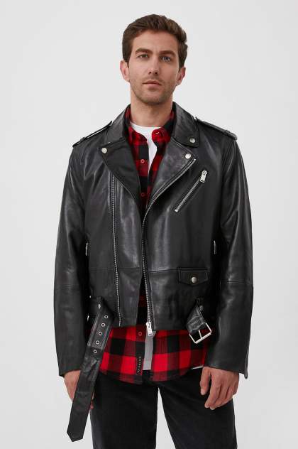 Кожаная куртка мужская Finn Flare FAB21803 черная 2XL
