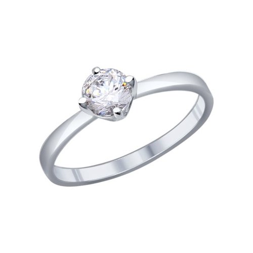 фото Кольцо помолвочное из серебра с фианитом р. 15.5 sokolov 94011811