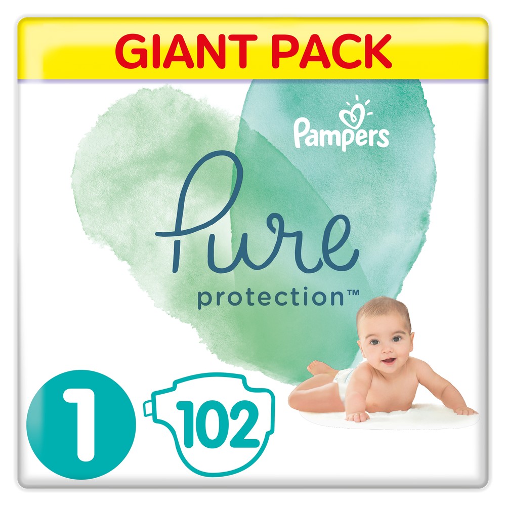 фото Подгузники pampers pure protection 1 (2-5 кг), 102 шт.