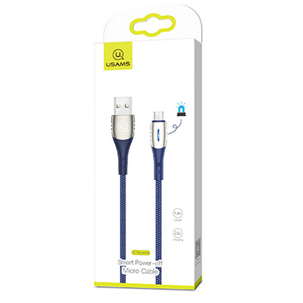 фото Кабель usams sj346 usb-a/micro smart p.off, blue (ут000020261)