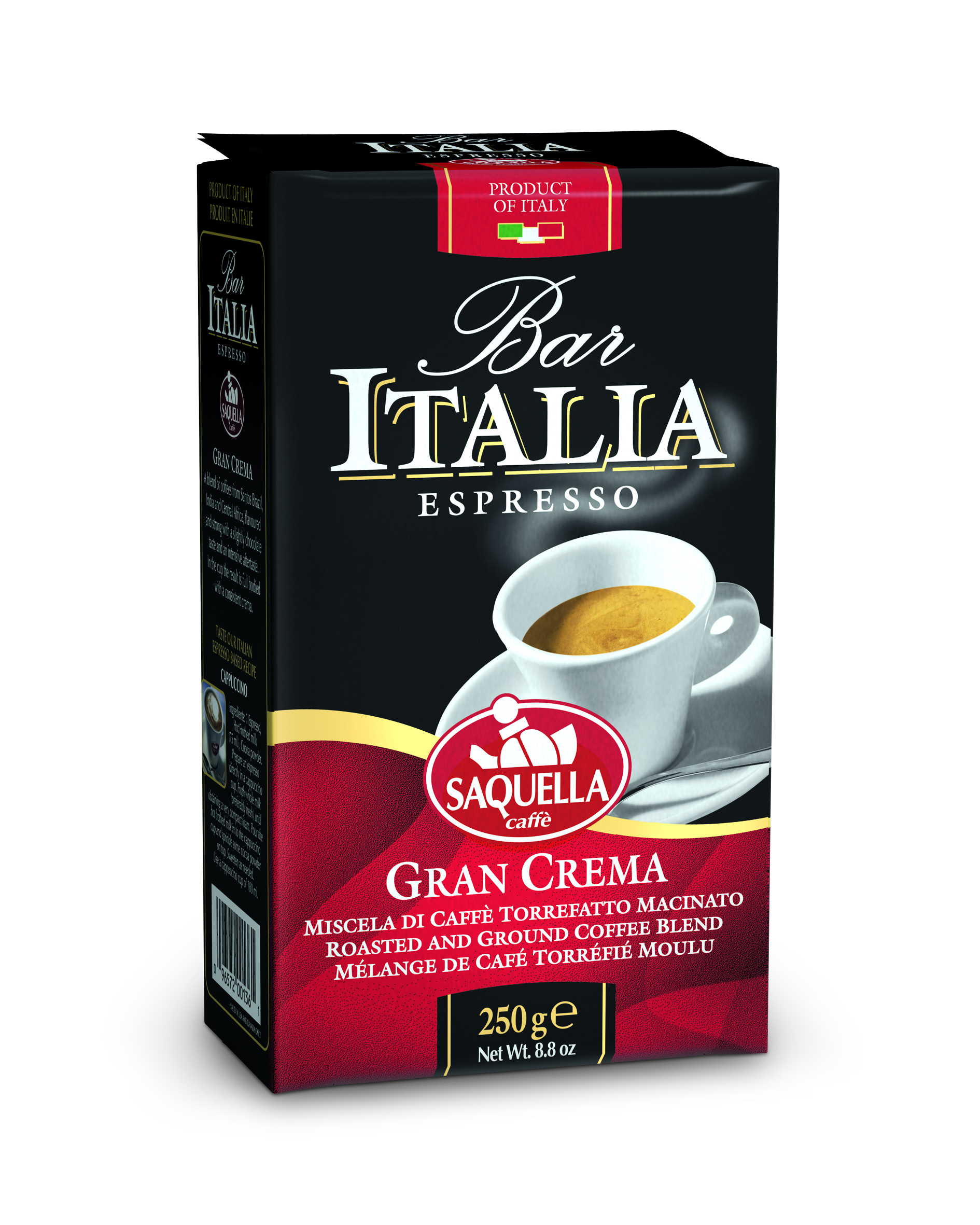 Кофе молотый Saquella bar Italia grain crema 250 г