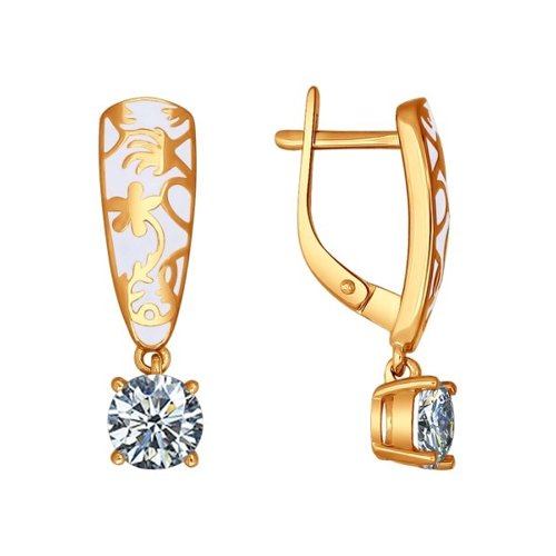 Серьги женские из серебра SOKOLOV 93020554, фианит/эмаль, 93020554