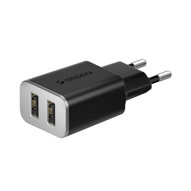 Сетевое зарядное устройство Deppa DEP-11385, 2xUSB, 3,4 A, black