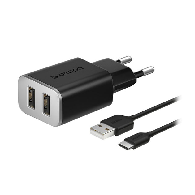 фото Сетевое зарядное устройство deppa dep-11382, 2xusb, 2,4 a, black