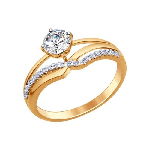 Кольцо помолвочное из серебра с фианитом р. 19 SOKOLOV 93010634